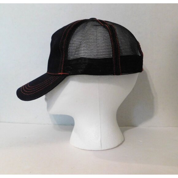 Peterbilt Denim Ball Cap Mens Dark Blue Red Stitching Adj Snap Back Trucker Hat - Picture 3 of 8